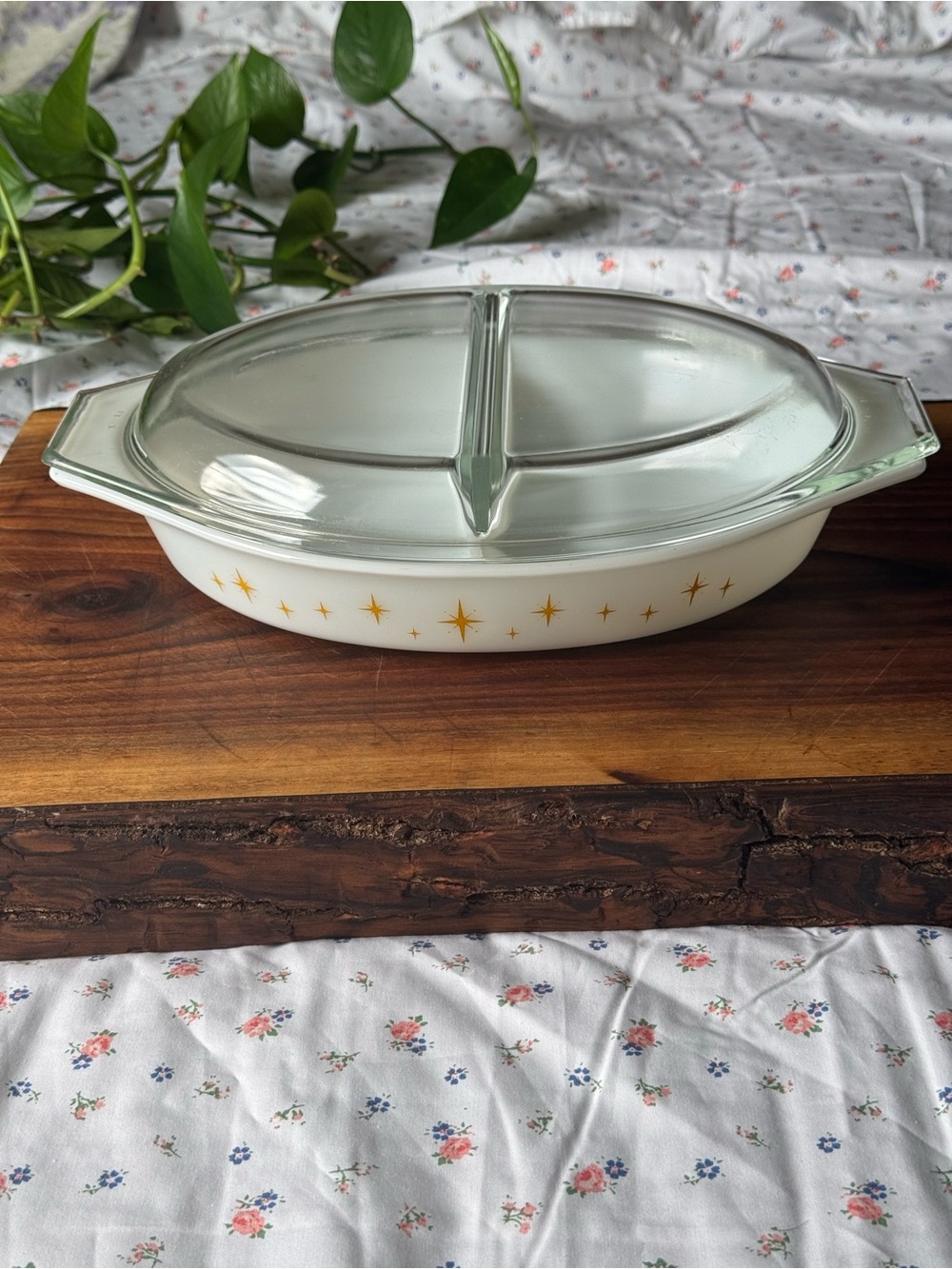 Pyrex Constellation 1 1/2 Quart Divided Casserole Dish With Lid